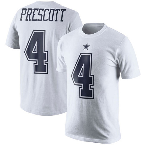 Men Dallas Cowboys White Dak Prescott Rush Pride Name and Number #4 Nike NFL T Shirt->dallas cowboys->NFL Jersey